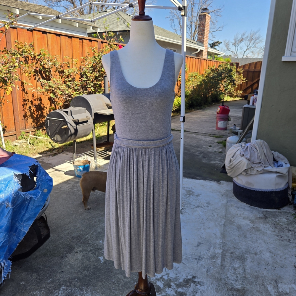 Kenar Gray Sleeveless Midi Dress Pockets Stretch Size S